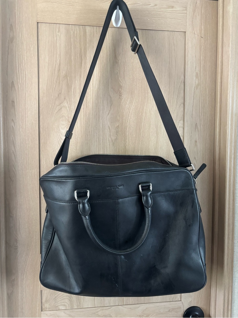 Michael Kors Leather Briefcase Laptop Bag Crossbody Tote Black